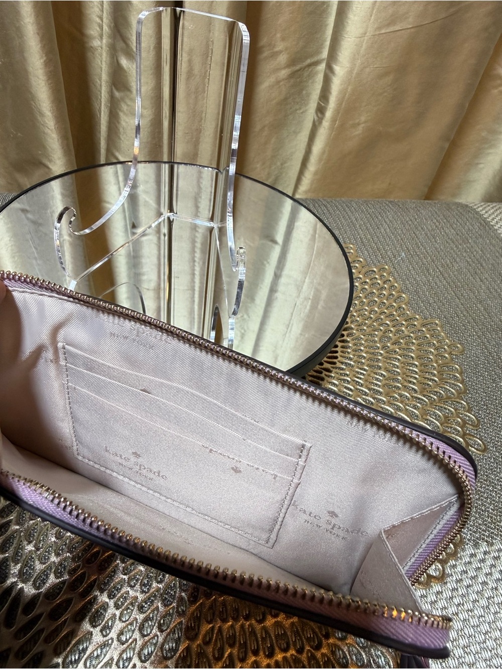 kate spade new york “Lucy” Medium Zip Wristlet – Quartz Pink (Patent Fabric) - Picture 7 of 10